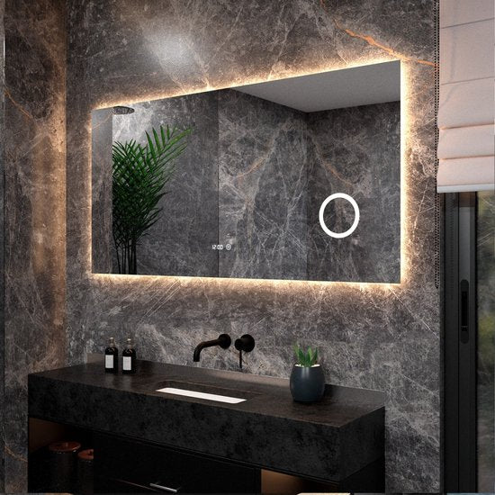 Mirlux Badkamerspiegel met LED Verlichting & Verwarming – Rechthoekige Wandspiegel – Anti Condens Douchespiegel - 160x80CM