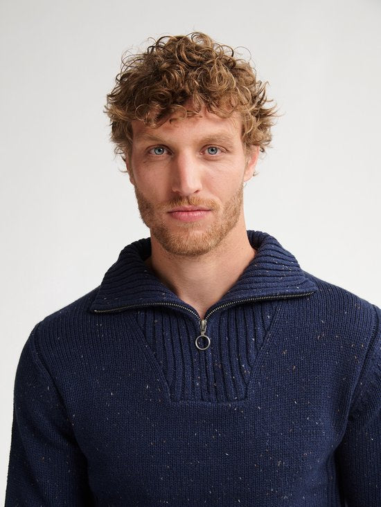 Petrol Industries - Heren Gebreide Half-Zip Trui Denver - Blauw - Maat L