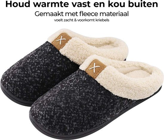 Pantoffels Dames - Sloffen - Maat 38/39 - Zwart - Anti-slip - Comfeet
