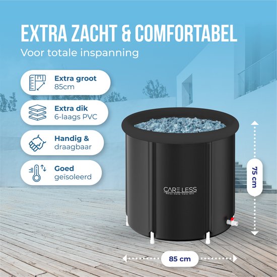 Care Less - IJsbad XL - Opvouwbare Badkuip - Zitbad - Dompelbad - 85CM - Inklapbaar en met Hoes - Inclusief Pomp en Afvoerslang - Zwembad - Bath Bucket - Zwart
