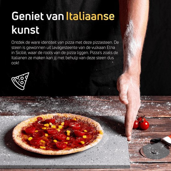 VDN Pizzasteen BBQ oven - lava van vulkaan Etna - Barbecue Pizza accessoires - Pizzaplaat - Made in Italy - Broodbaksteen - 30x38x1.1