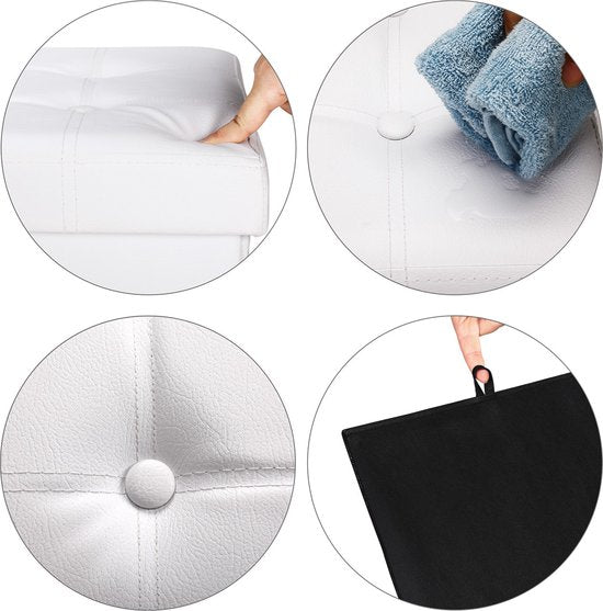 Casaria Poef met Opbergruimte - 40x40x40cm 40L Kunstleer – Wit