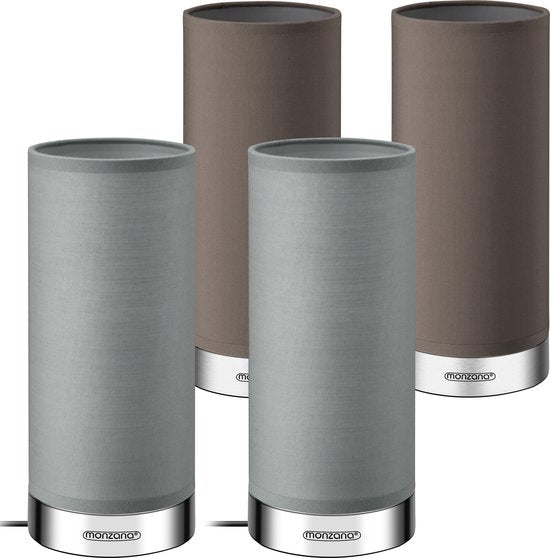 Monzana Tafellamp 2 Stuks LED – Dimbaar E14 - Chroom Taupe