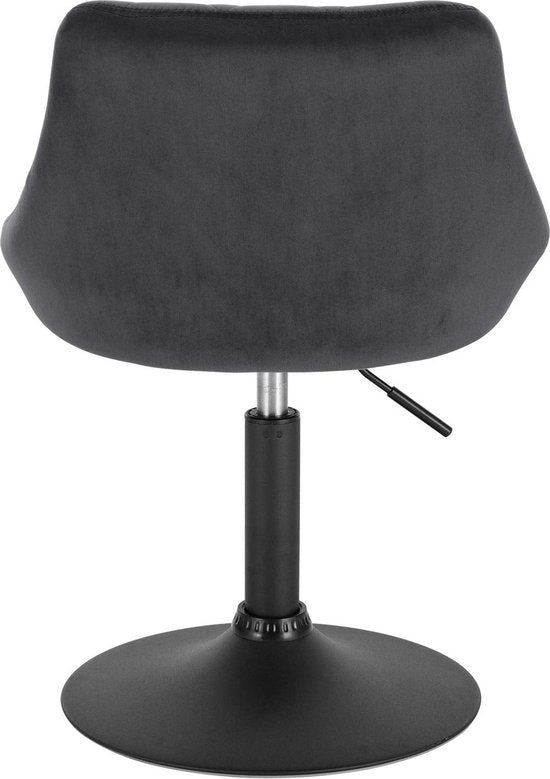 Rootz Velvet Barkruk - Tegenstoel - Verstelbare zitting - Draaikruk - Lounge Sessel - Gewatteerde kruk - Keukenstoel - Donkergrijs - 22,0x19,3x15,7 inch