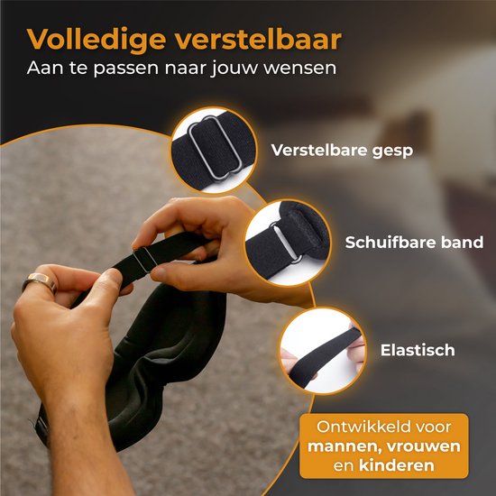 Nuvance - Verstelbaar Slaapmasker - 100% Verduisterend - Ademend Traagschuim - voor Mannen, Vrouwen en Kinderen - Oogmasker Slaap