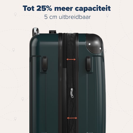 TRVLMORE Handbagage Koffer - 45L - TSA Cijferslot - Lichtgewicht - Uitbreidbaar - Trolley - 54x36x22cm - Donkergroen