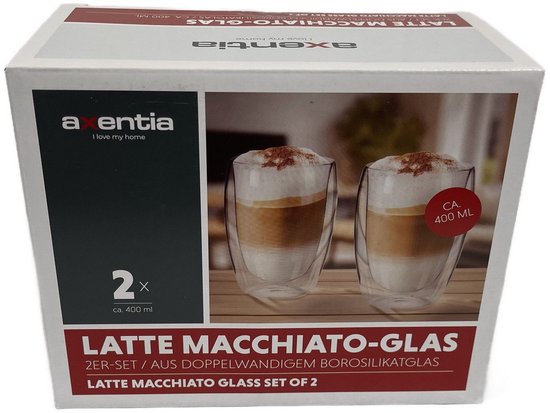 2 stuks dubbelwandige glazen - geschikt voor verschillende soorten koffie - Latte macchiato, cappuccino, espresso - set van 2 (300 ml)