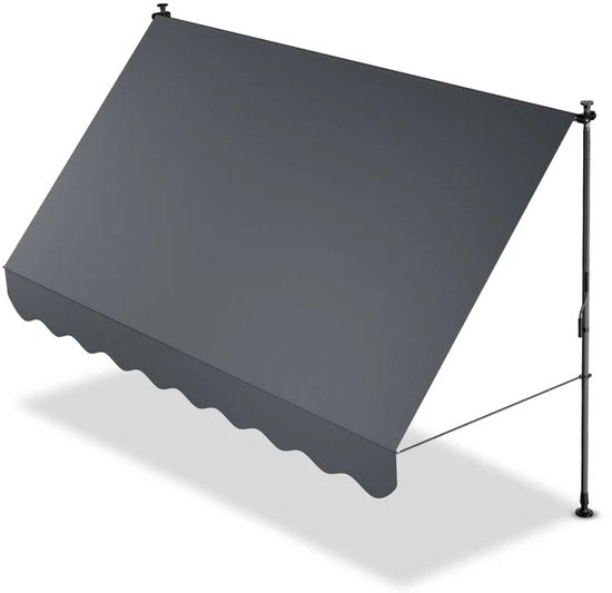 Luifel / Klemluifel met handslinger - Balkonluifel kapstadt - 300x120 cm - Grijs