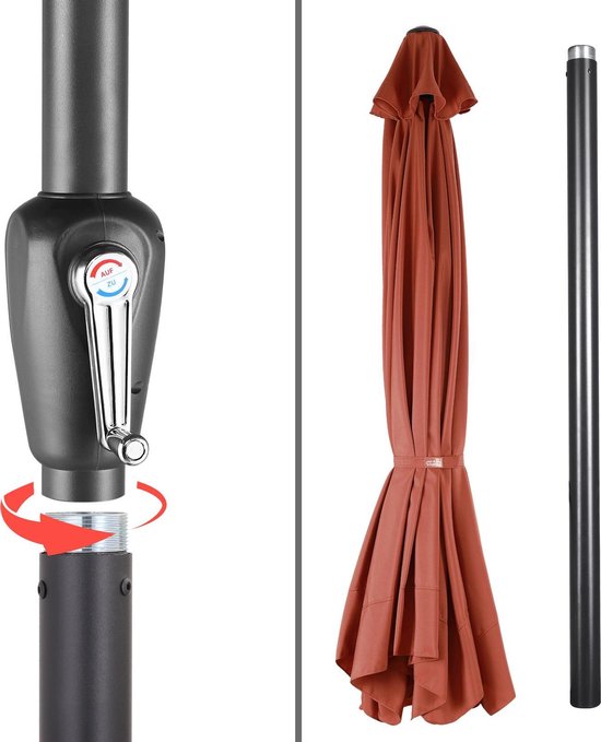 Kingsleeve Parasol 330cm - met Draaimechanisme - Terracotta