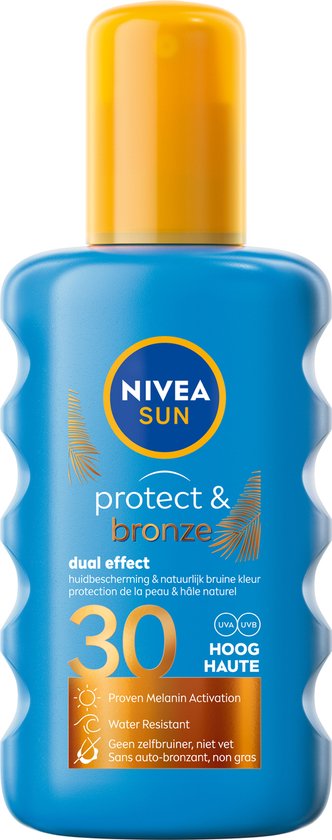 NIVEA SUN Protect & Bronze Zonnebrand Spray - SPF 30 - Zonnespray - Waterproof - Stimuleert een bruine huid - 200 ml