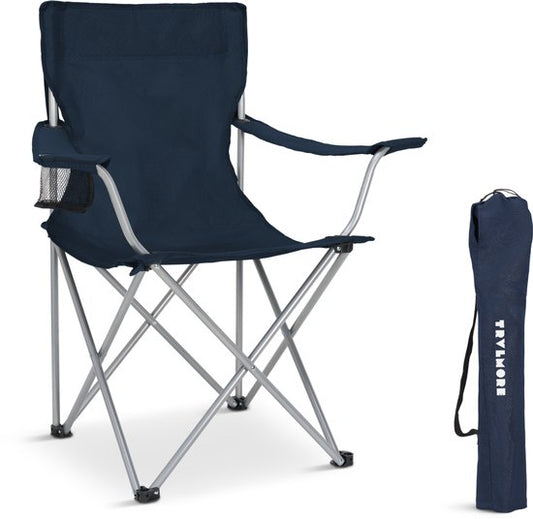 TRVLMORE Campingstoel - Opvouwbaar - 120KG Draagvermogen - Incl. Draagtas - Klapstoel - Visstoel - Kampeerstoel - Vouwstoel - Blauw