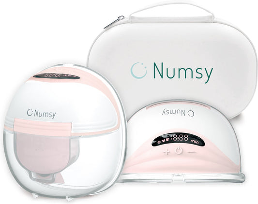 Numsy Elektrische Draadloze Handsfree Dubbele Borstkolf – BPA-vrij – 1 Stuk – met Opbergtas – Nude Roze