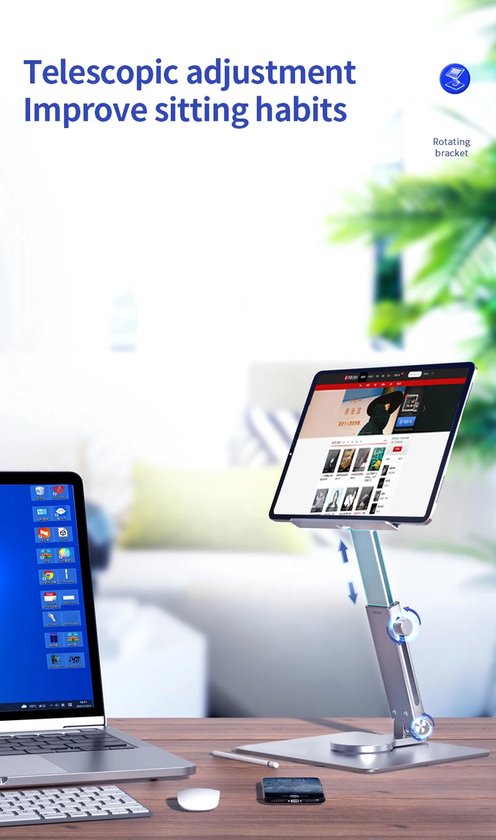Garpex® Laptop Standaard – Verstelbaar & 360° Draaibaar – Aluminium – Universeel Voor 10 tot en met 17 Inch Apparaten