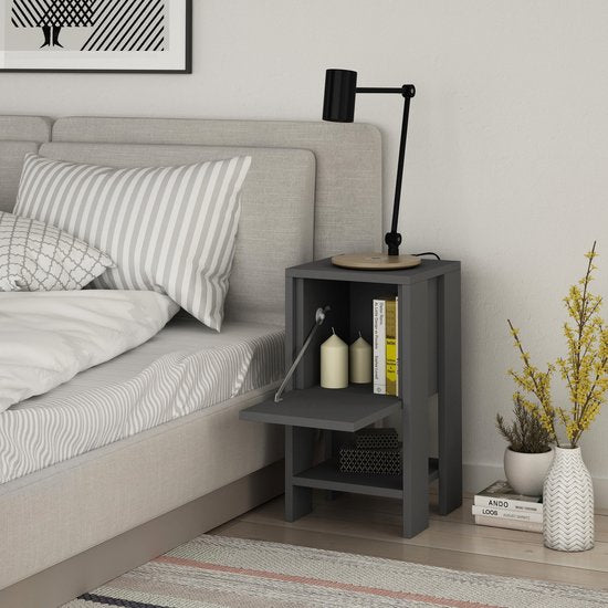 Nachtkastje - Stijlvol Antraciet - 30x55x30cm - Duurzaam Melamine
