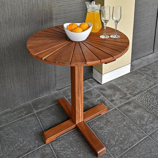 Casaria Bijzettafel Rond \\u2013 \\xD8 70,5 cm Acaciahout 4 Poten - Bruin