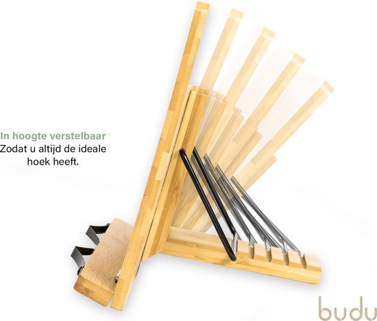 Budu Boekenstandaard – Boekenhouder – Book holder – Boekenstandaard bamboe hout – Tablethouder – Leesstandaard – Verstelbaar (5 standen)