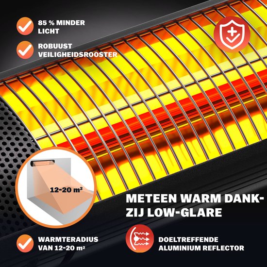 Monzana Infraroodstraler 3000W - 3 Standen/Afstandsbediening - Zwart