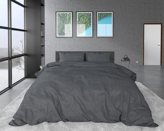 Sleeptime Flanel Jason - Dekbedovertrek - Eenpersoons - 140x200/220 + 1 kussensloop 60x70 - Antraciet