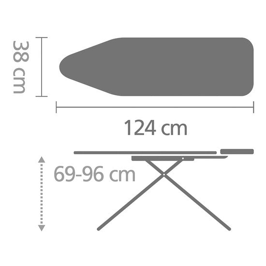 Brabantia STRIJKPLANK B - 124 x 38 cm, voor stoomstrijkijzer - Fresh Breeze