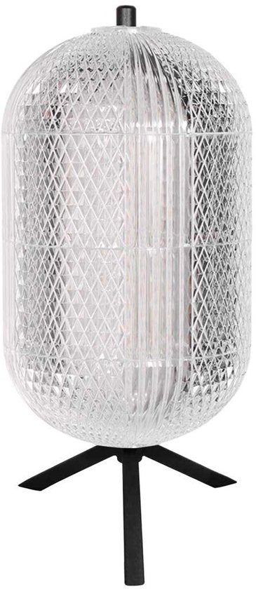 Tafellamp Geripu 3841ZW Ø15cm geribbeld kunststof met led module - Transparant/Zwart - Design - Mexlite
