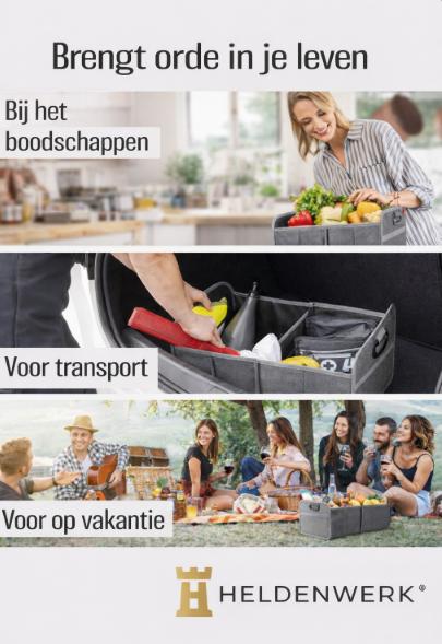 HELDENWERK Opvouwbare kofferbaktas met antislip klittenband - kofferbak organizer, auto vouwbox, boodschappentas - versterkt en stabiel