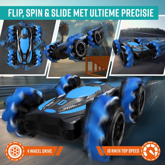 NAPI Bestuurbare Auto - RC Stunt Car met 2 Accu’s - Speelgoed Auto voor Jongens - Buitenspeelgoed - Race Autos - Speelgoedauto Buiten - Radiografisch - Slidestorm