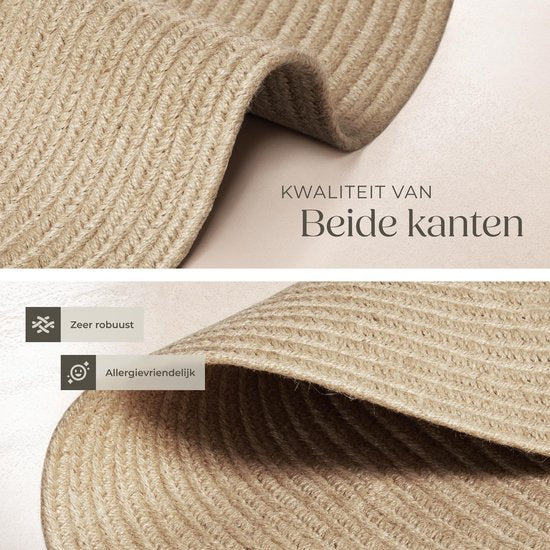 tectake® Gevlochten vloerkleed - Boho-stijl - Jute vloerkleed voor binnen en buiten - Duurzaam en onderhoudsvriendelijk - Vormvast en allergievriendelijk - Rond tapijt - Ø160 cm