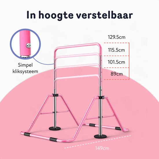 Inklapbaar Turnrek - Klimrek - Verstelbaar in 4 hoogtes - Rekstok - Duikelrek - Kinderen - Peuter - Voor buiten en binnen - Klimboog