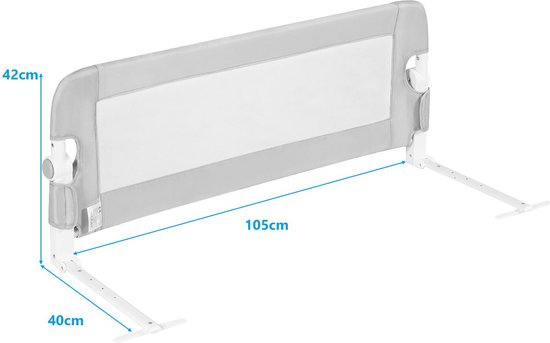 Coast Opvouwbare Bedhek Veiligheidsrails voor Peuter Bedhek 105 x 40 x 42 cm Wit + Grijs