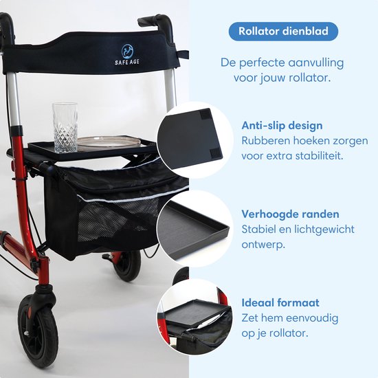 Safe Life® Universeel dienblad voor Rollator - Anti slip - PVC