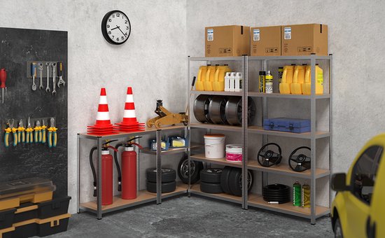 Monzana Stellingkast Metaal – incl. 4 MDF planken- tot 280kg - Zilver
