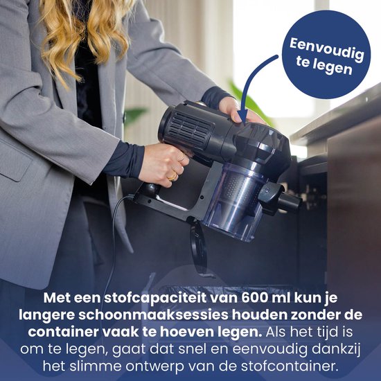 Nexxt 3-in-1 Snoer Stofzuiger met Telescopische Steel en Handstofzuiger – Verlengbare Steelstofzuiger met Cycloontechnologie – HEPA-Filter – 600 Watt