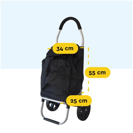 BRASQ Boodschappentrolley - 45 Liter - Boodschappenwagen met Koelvak - Inklapbaar - Weerbestendig - tot 35KG - Aluminium Frame