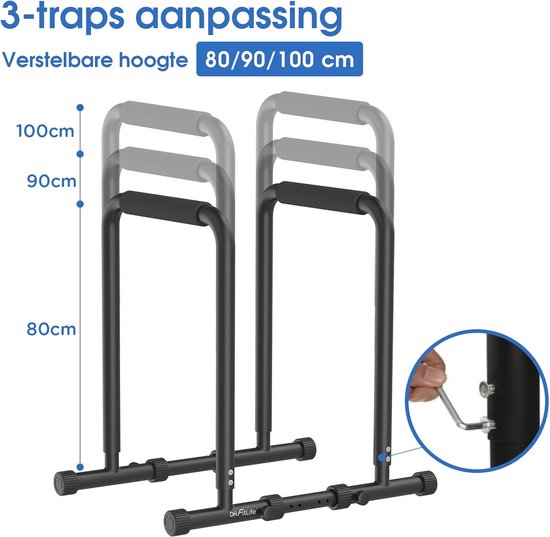 DH FitLife Dip Bars | Dip Station | Verstelbaar | Parallettes Calisthenics Trainingsapparatuur