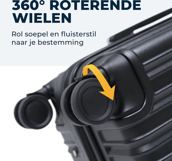 Pathsail® Handbagage Koffer 40L x 55CM - ABS - Lichtgewicht Trolley - Incl. TSA slot & Spinner wielen - Zwart