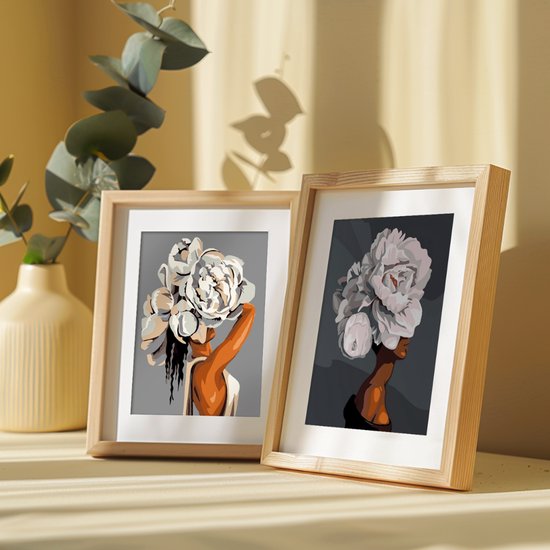 Rubye® Schilderen Op Nummer Volwassenen – Bloemenhoofd – Inclusief Verf en Penselen – Canvas Schildersdoek - Kleuren op Nummer - Dubbele Set - 15x20cm