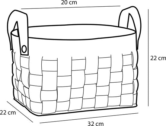 Mica Decorations Opbergmand - Set van 3 - L40 x B30 x H30 cm - Kurk/Vilt - Zwart
