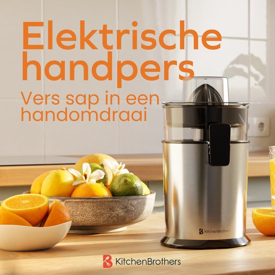 KitchenBrothers Citruspers - Handmatig - Met Uitloop - 0.5L - RVS