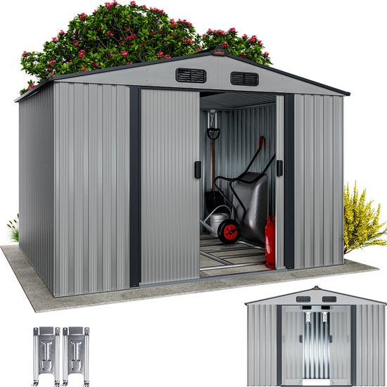 GARDERBRUK gereedschapsschuur – Incl. Fundering – 260 x 205 x 180 cm – Grijs