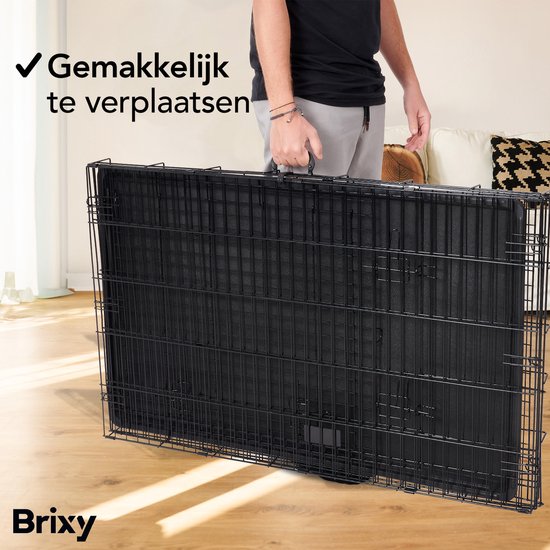 Brixy Hondenbench - Bench Voor Honden - Maat XL - Opvouwbaar - 107 x 72 x 77 CM - 2 Deuren - Zwart