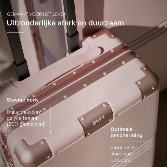 ONYX Hybrid Pro Handbagage Koffer 35 Liter - Gerecycled Polycarbonaat en Ritsloos Design - Reiskoffer met TSA slot en Spinner wielen - Lichtgewicht Trolley - Candy Pink