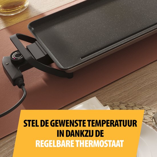 Tristar Grillplaat BP-2670- Tafelgrill XL: 100 x 23 cm - Voor binnen en buiten - BPA Free - Gourmet bakplaat voor op tafel - 10 tot 12 personen - Met regelbare thermostaat - Anti-aanbaklaag - Zwart