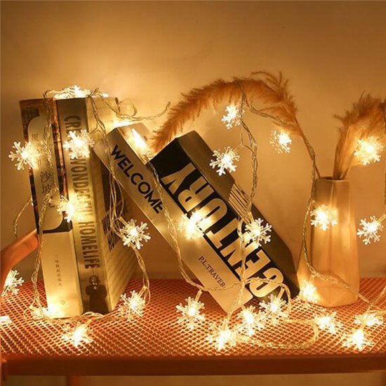 Nuvance - LED Sneeuwvlokken - 1.5 m - 10 sterren - Kerstverlichting voor Binnen en Buiten - Kerstdecoratie - Kerstversiering - Lichtslinger - Warm Wit