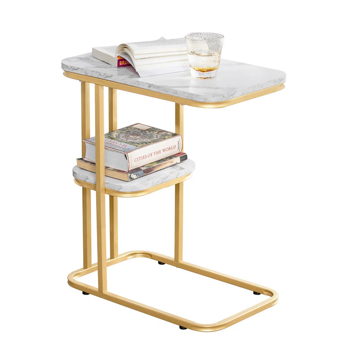 SoBuy - Bijzettafel - Verzorgingstafel Met Gouden Metalen Frame - 50x58x30cm FBT110-G