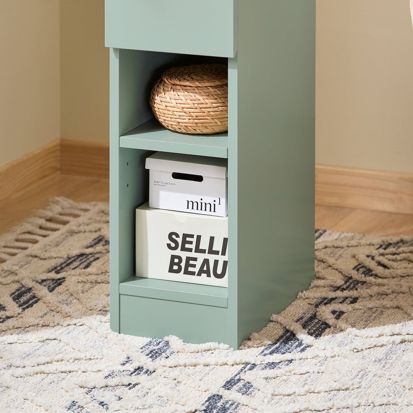 SoBuy FBT111-GR Nachtkastje Groen 20x35x60 cm – Compacte Bijzettafel met Lade