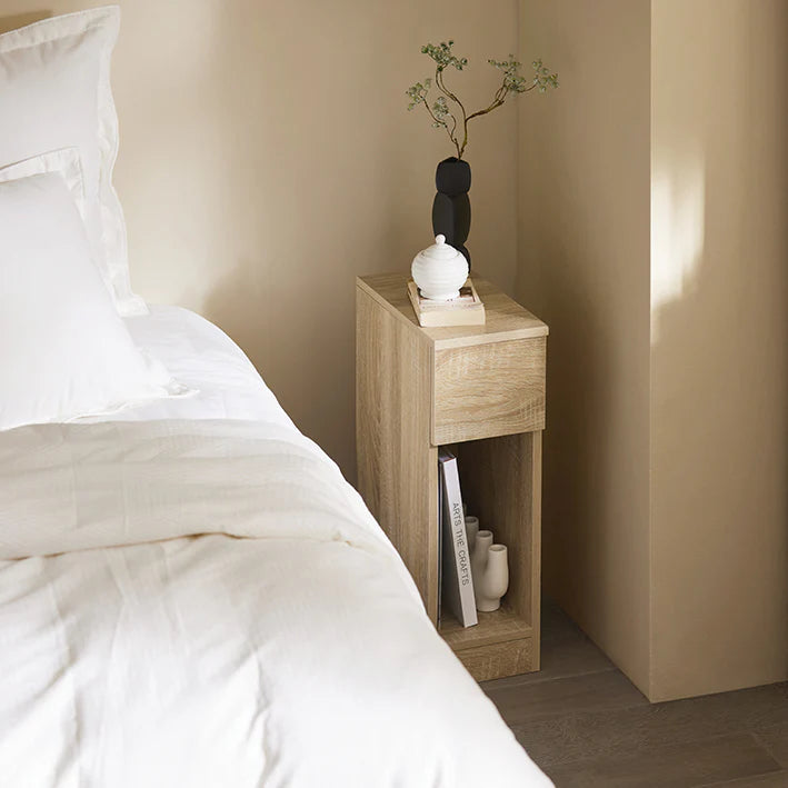SoBuy Nachtkast Met Lade - Set Van 2 - Bijzettafel - Licht Bruin - 20x60x35cm - FBT111-Nx2