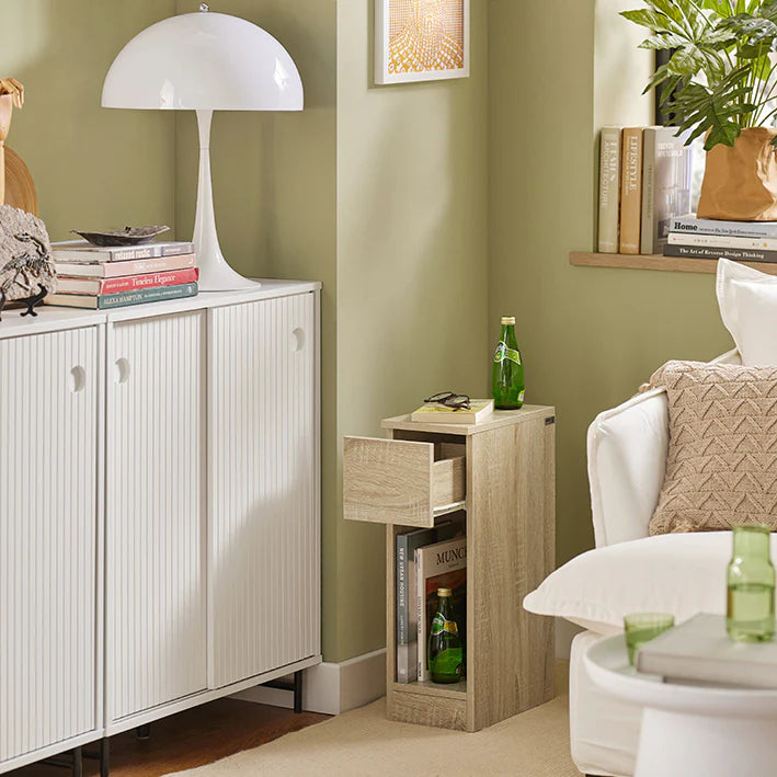 SoBuy Nachtkast Met Lade - Set Van 2 - Bijzettafel - Licht Bruin - 20x60x35cm - FBT111-Nx2