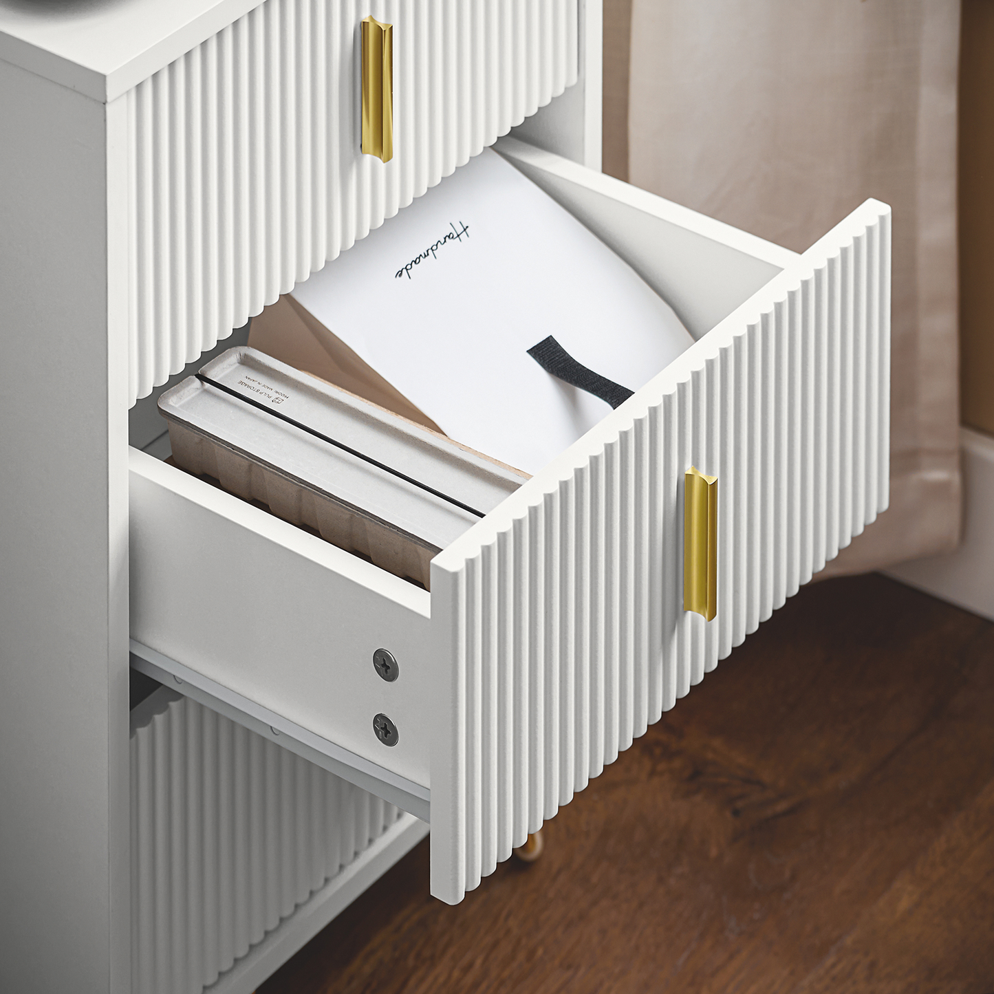SoBuy Nachtkastje FBT115-L-W - 3 Schuifladen - 40 x 40 x 64 cm - Wit