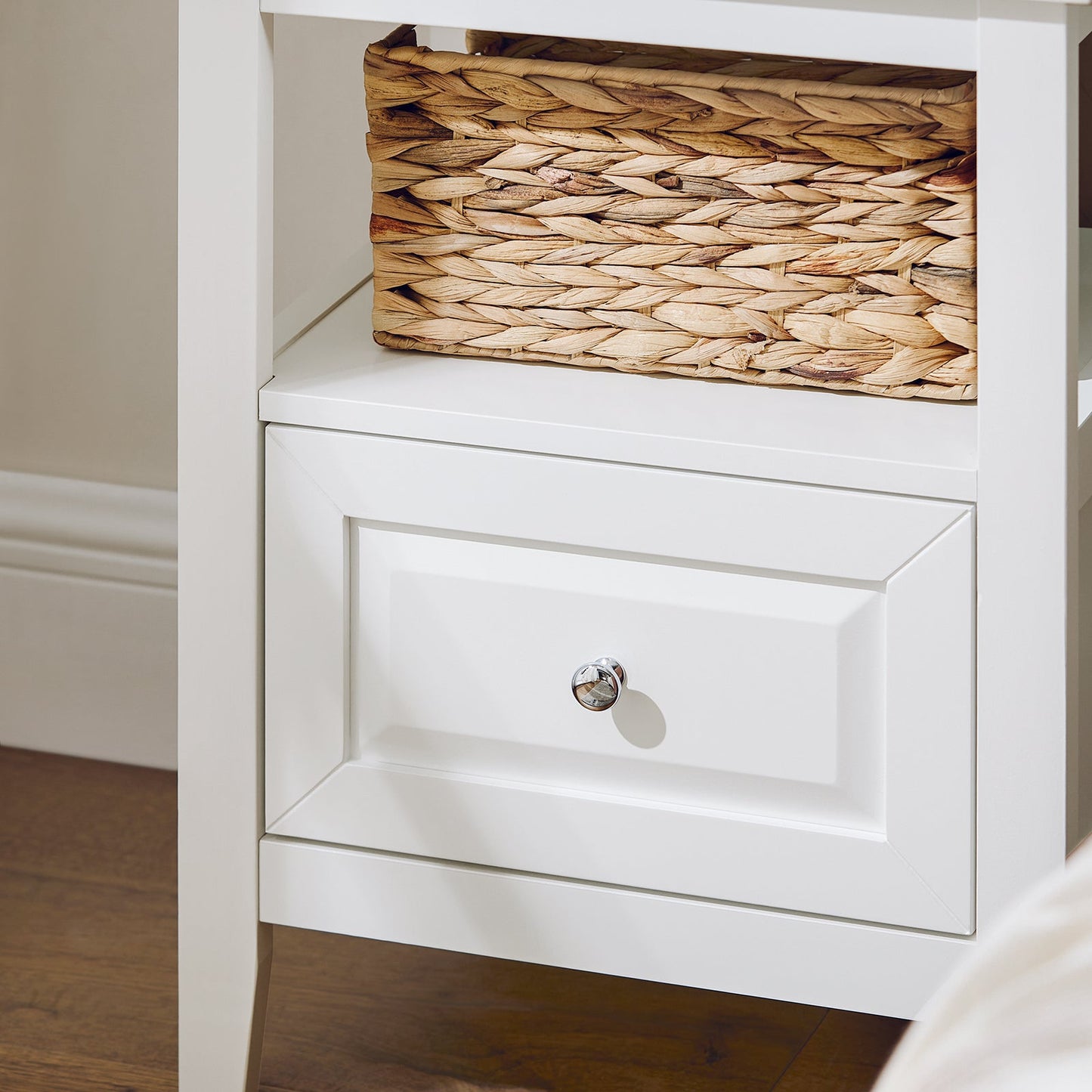 SoBuy Bijzettafel – Met Deur & Lade – max. 50 kg – 45 x 35 x 60 cm – Wit