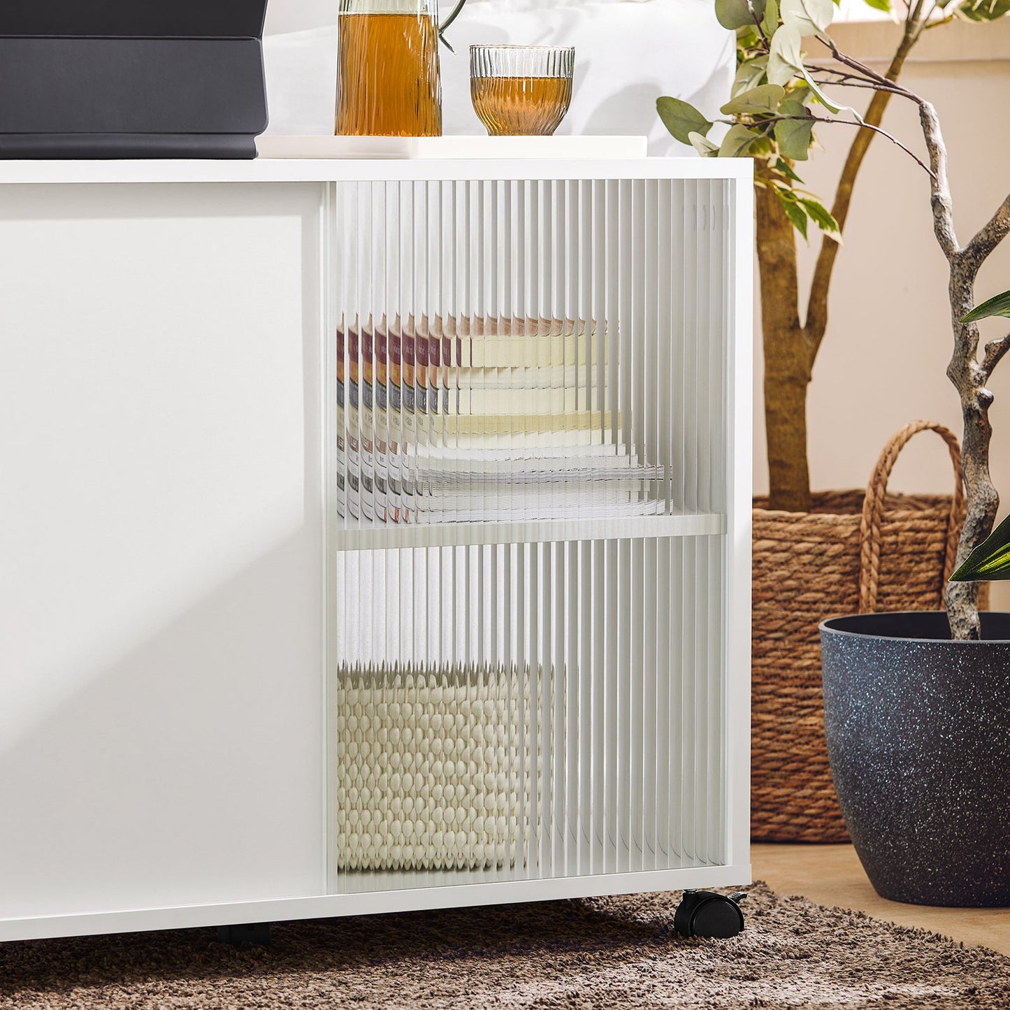 SoBuy Bijzetkastje met Wielen FBT141-W - 3 Laden - 70 x 35 x 61 cm - Wit